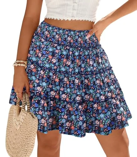 Mini Skirt II, Navy Blue Floral