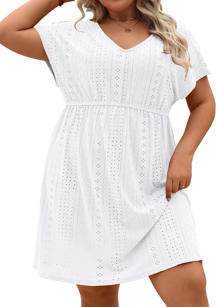 Short-Sleeve Swim Cover-Up II, White