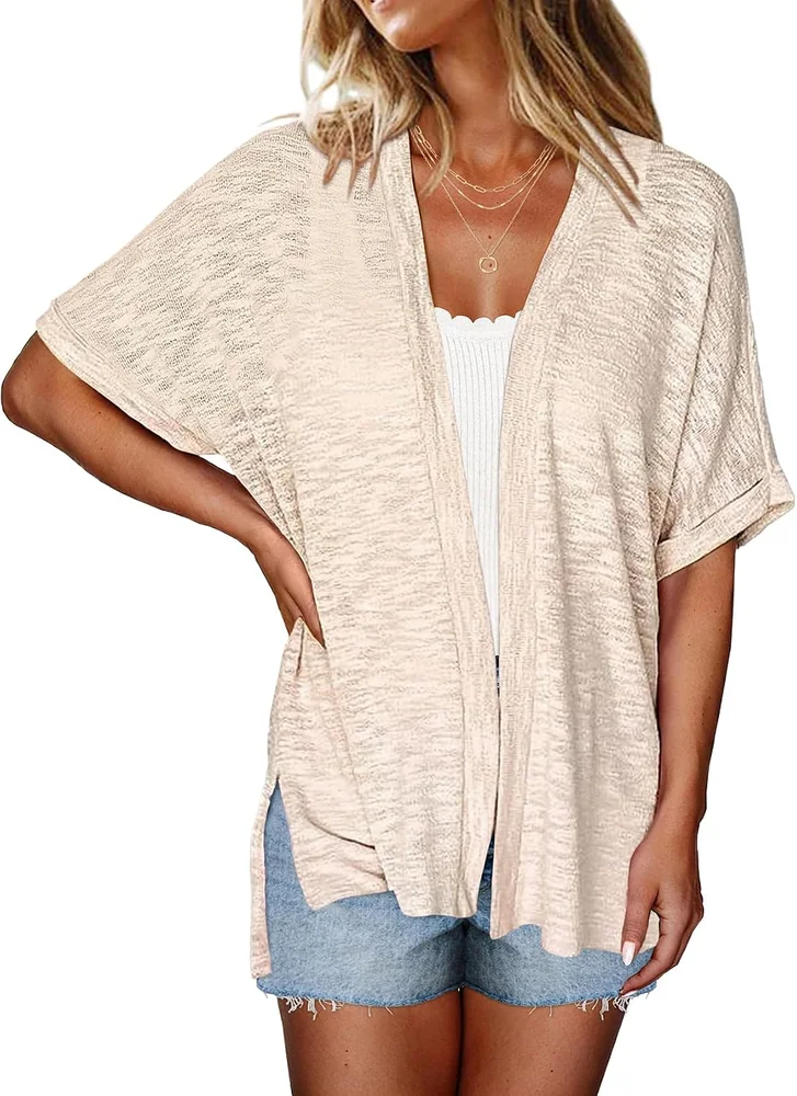 Short-Sleeve Cardigan, Apricot