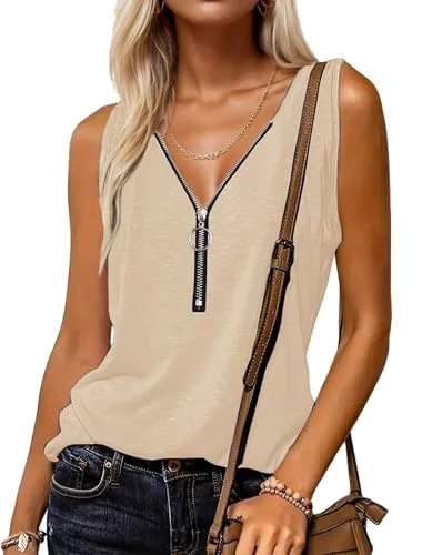 Sleeveless Tank Top, Apricot