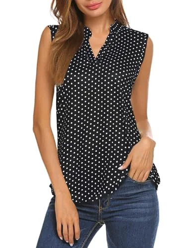Sleeveless Henley Tank Top, Black