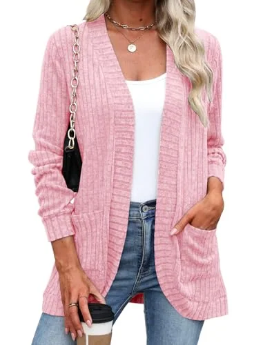 Long-Sleeve Cardigan, Pink