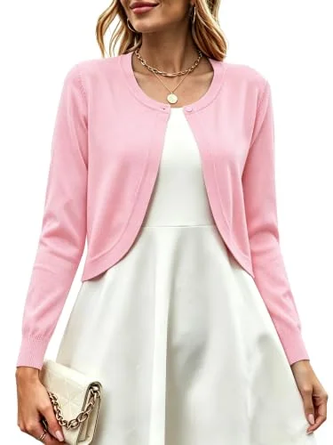 Long-Sleeve Cropped Cardigan IV, Pink