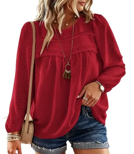 Round Neck Tunic Top, Red