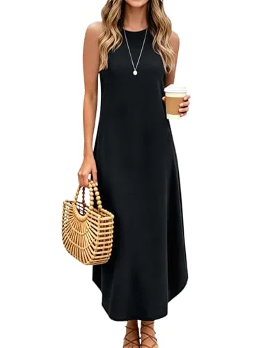 Sleeveless Halter Maxi Dress, Black