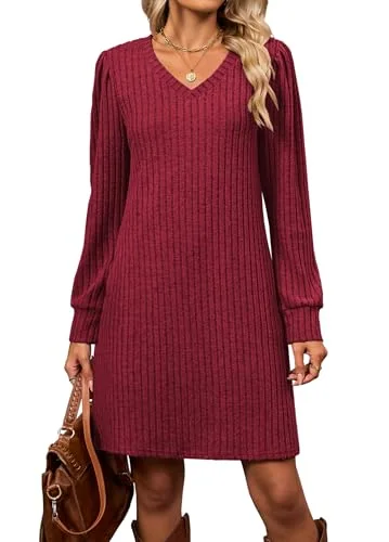 Long-Sleeve Dress III, Wine Red