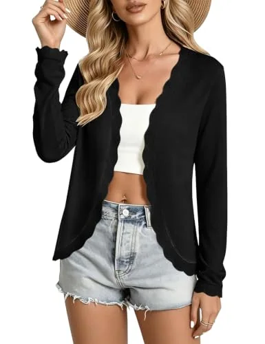 Long-Sleeve V-Neck Cardigan, Black