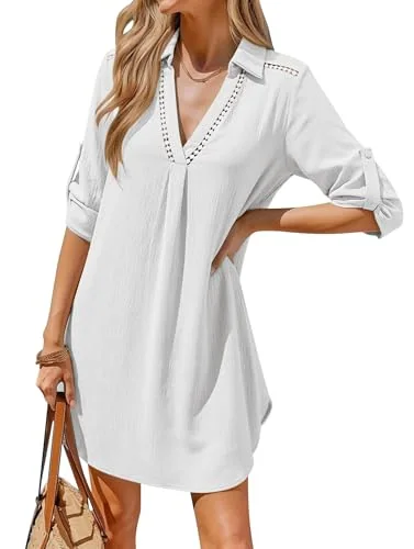 Collar Cover-Up Shirt, White