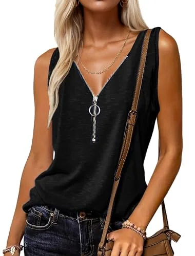 Sleeveless Tunic Top, Black