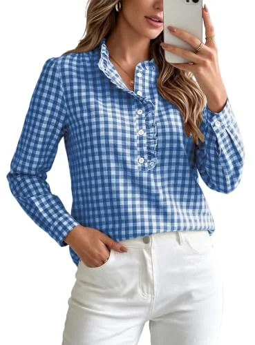 Top V, Plaid Blue