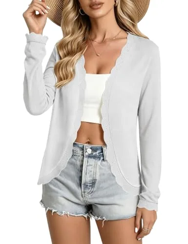 V-Neck Shrug, White