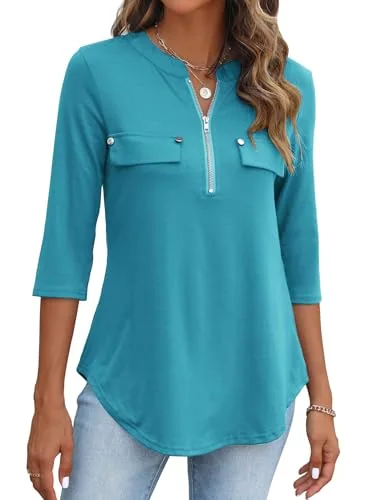 3/4-Sleeve Top, Baby Blue