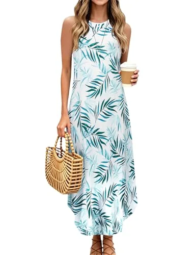 Sleeveless Halter Maxi Dress II, Floral Green