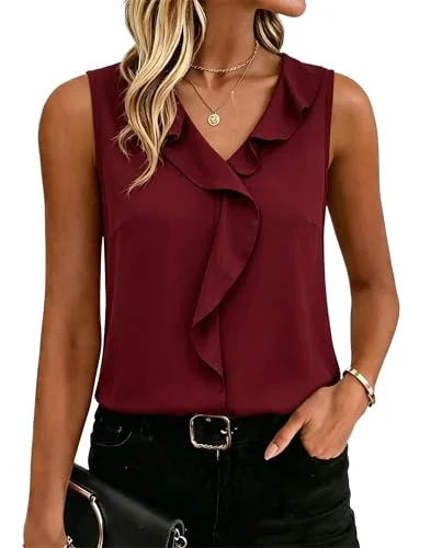 Sleeveless Top, Wine Red