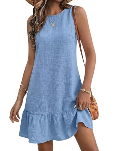 Crew Neck Dress, Light Blue