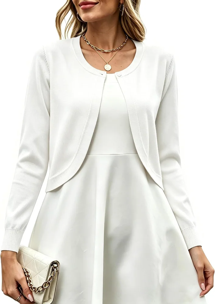 Cropped Cardigan IV, White