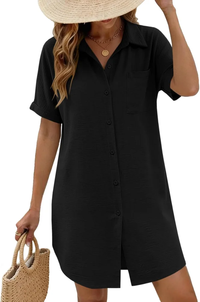 Button-up Cover-Up, Black