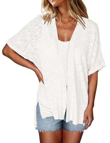Short-Sleeve Cardigan, White