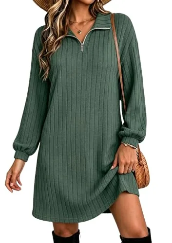 Long-Sleeve Dress, Green