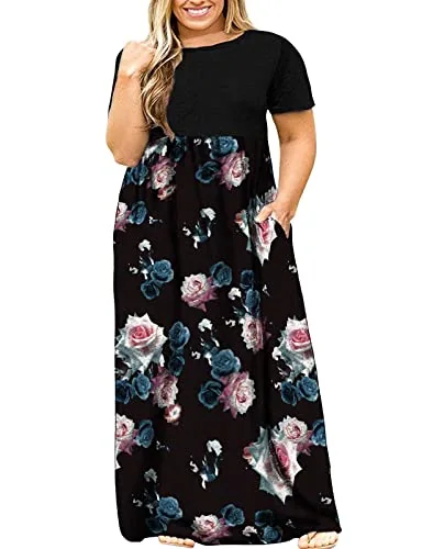 Round Neck Maxi Dress II, Patchwork Pink