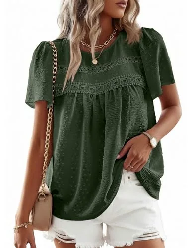 Short-Sleeve Crew Neck Top, Green