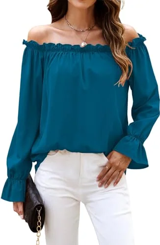 Long-Sleeve Boat Neck Top II, Peacock Blue
