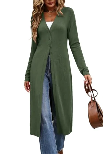 Duster Cardigan, Olive Green