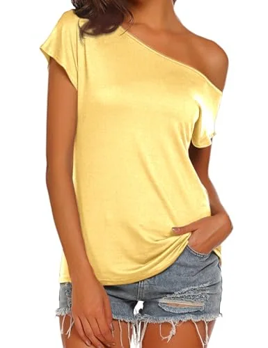Short-Sleeve Off-the-Shoulder Top, Butter Yellow