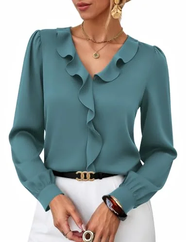 Long-Sleeve Top IV, Blue Green