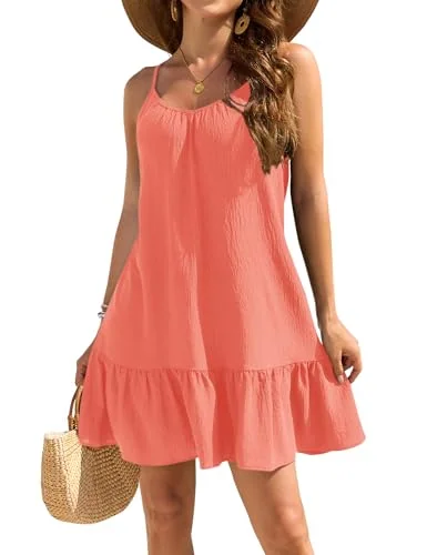 Round Neck Swim Cover-Up, Coral