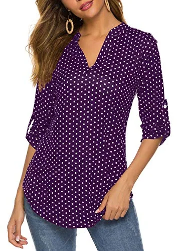3/4-Sleeve V-Neck Tunic Top II, Purple